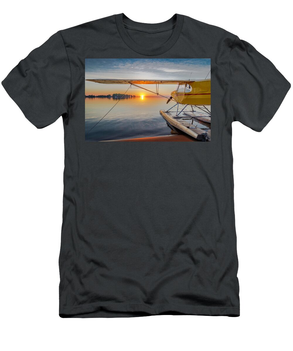 Splash In 2016 T-Shirt featuring the photograph Sunrise Seaplane by Gary McCormick