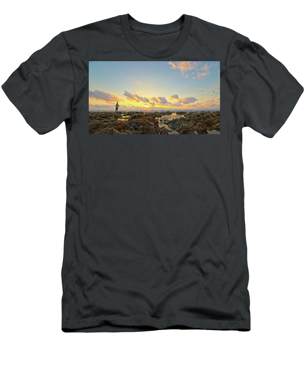 Sunrise T-Shirt featuring the photograph Sunrise Surf Fishing 2 by Steve DaPonte