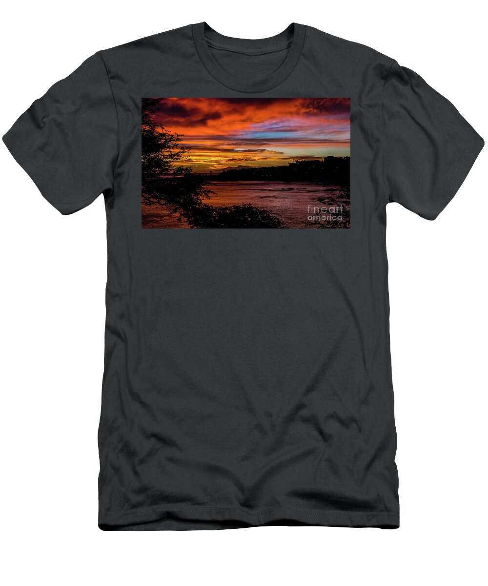 Sunset T-Shirt featuring the photograph Sunset in Praia, Cape Verde by Lyl Dil Creations