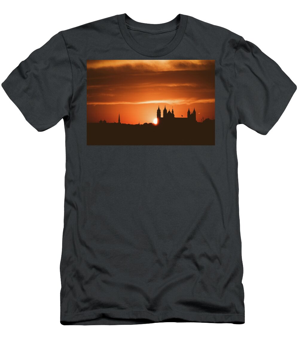 Sun T-Shirt featuring the photograph Sunset in Worms by Marc Braner
