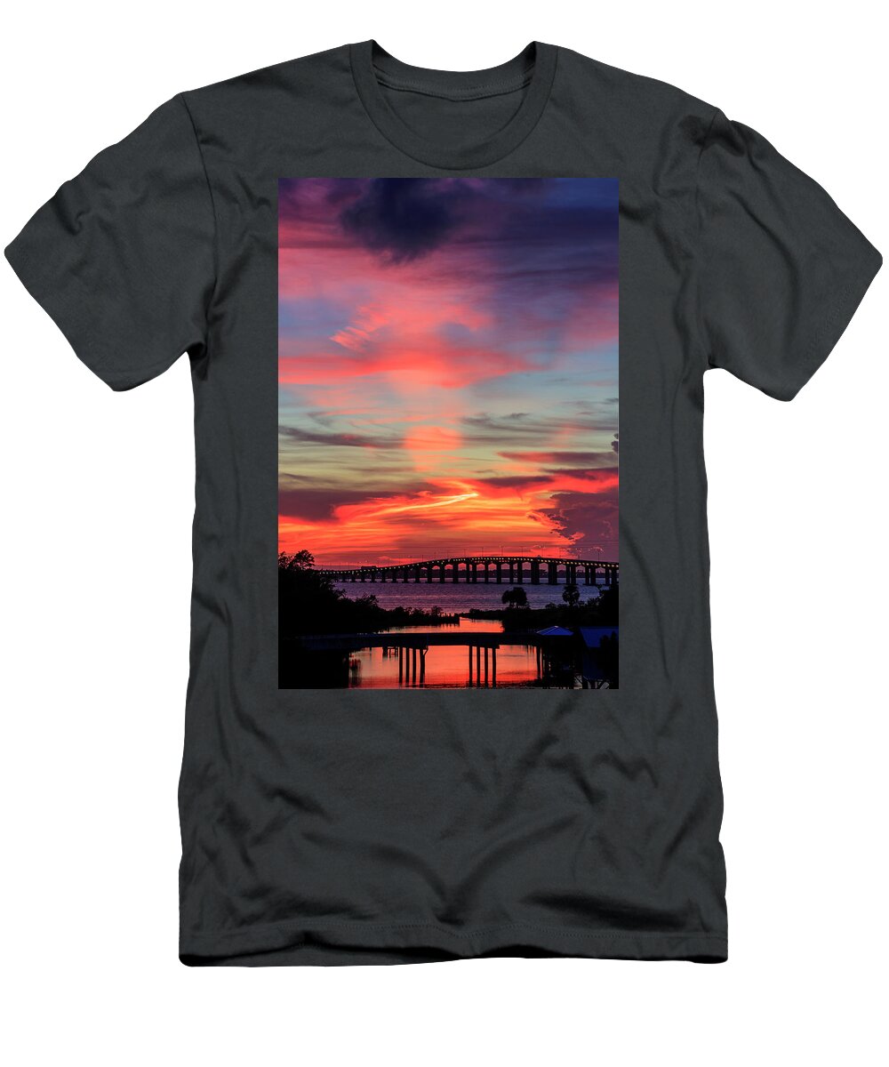 Sunset T-Shirt featuring the photograph Sunset Over the Bayou by JASawyer Imaging