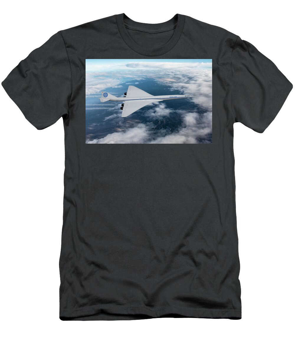 Pan American World Airways T-Shirt featuring the digital art Supersonic Pan American by Erik Simonsen
