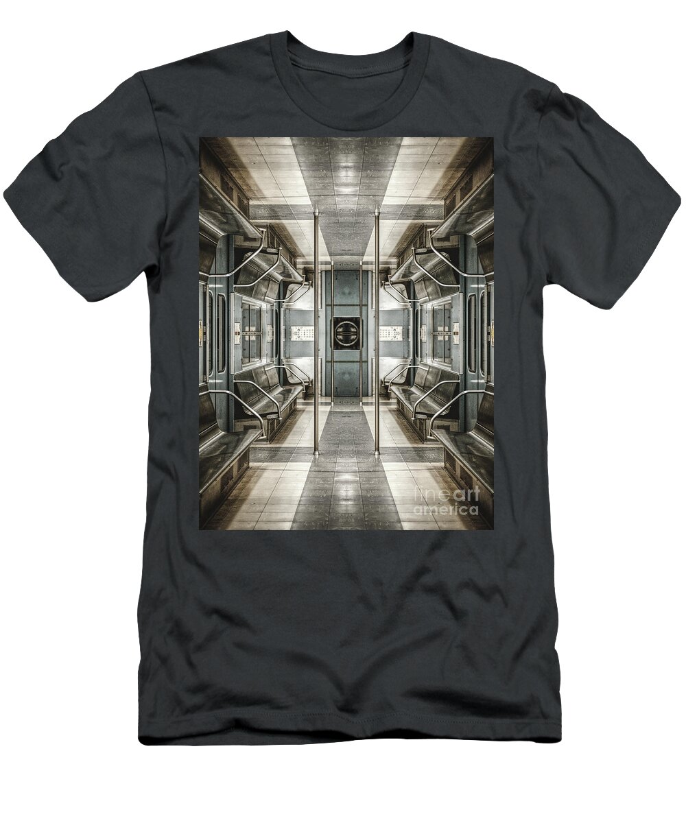 Subway T-Shirt featuring the digital art Surreal Subway Seats by Phil Perkins