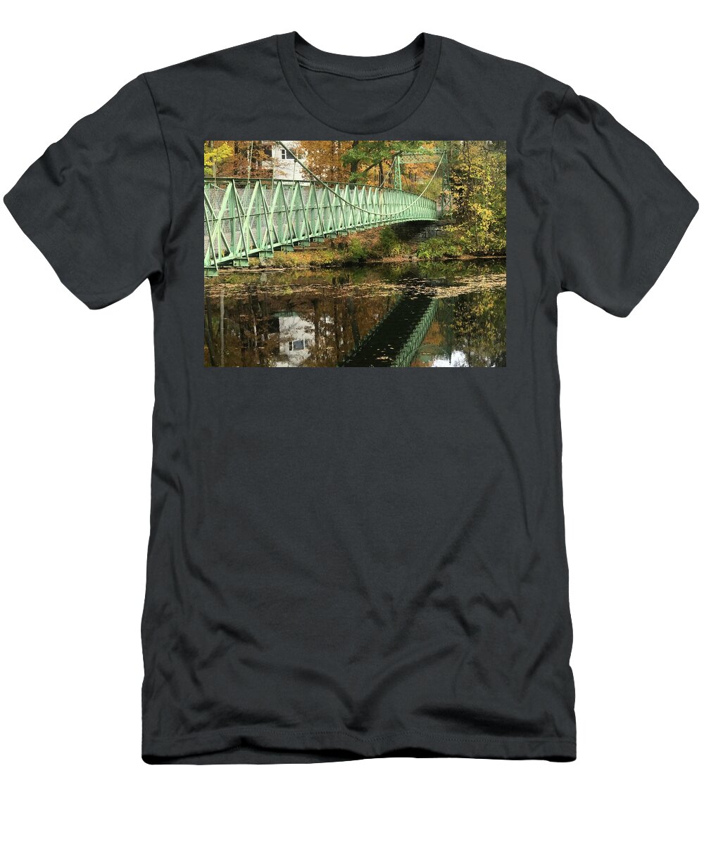 Bridge T-Shirt featuring the photograph Swing Bridge Milford. NH by Caroline Stella