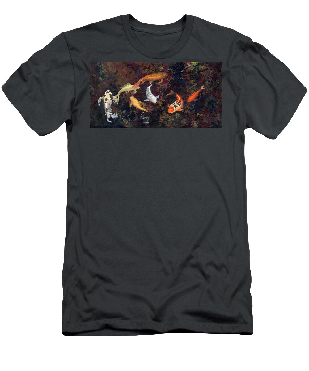 Koi T-Shirt featuring the painting Swirling School by Megan Collins