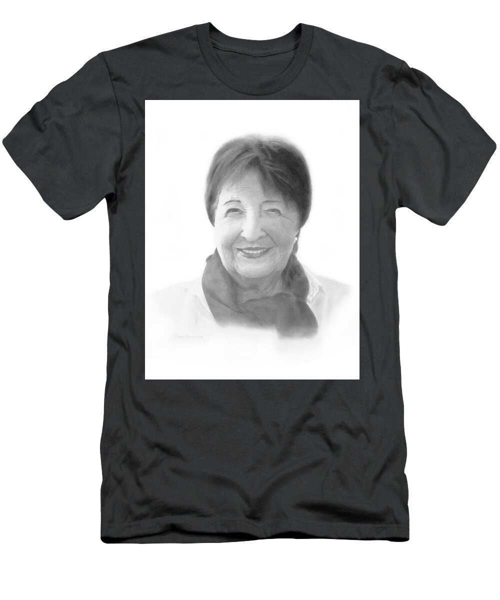 Portrait T-Shirt featuring the drawing Szucs, Hellen by Conrad Mieschke