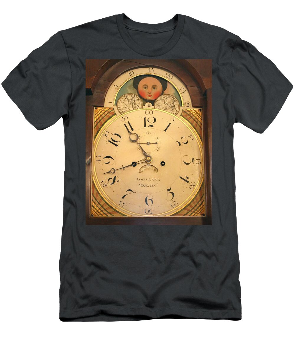 Lane T-Shirt featuring the mixed media Tall case clock face, around 1816 by James Lane