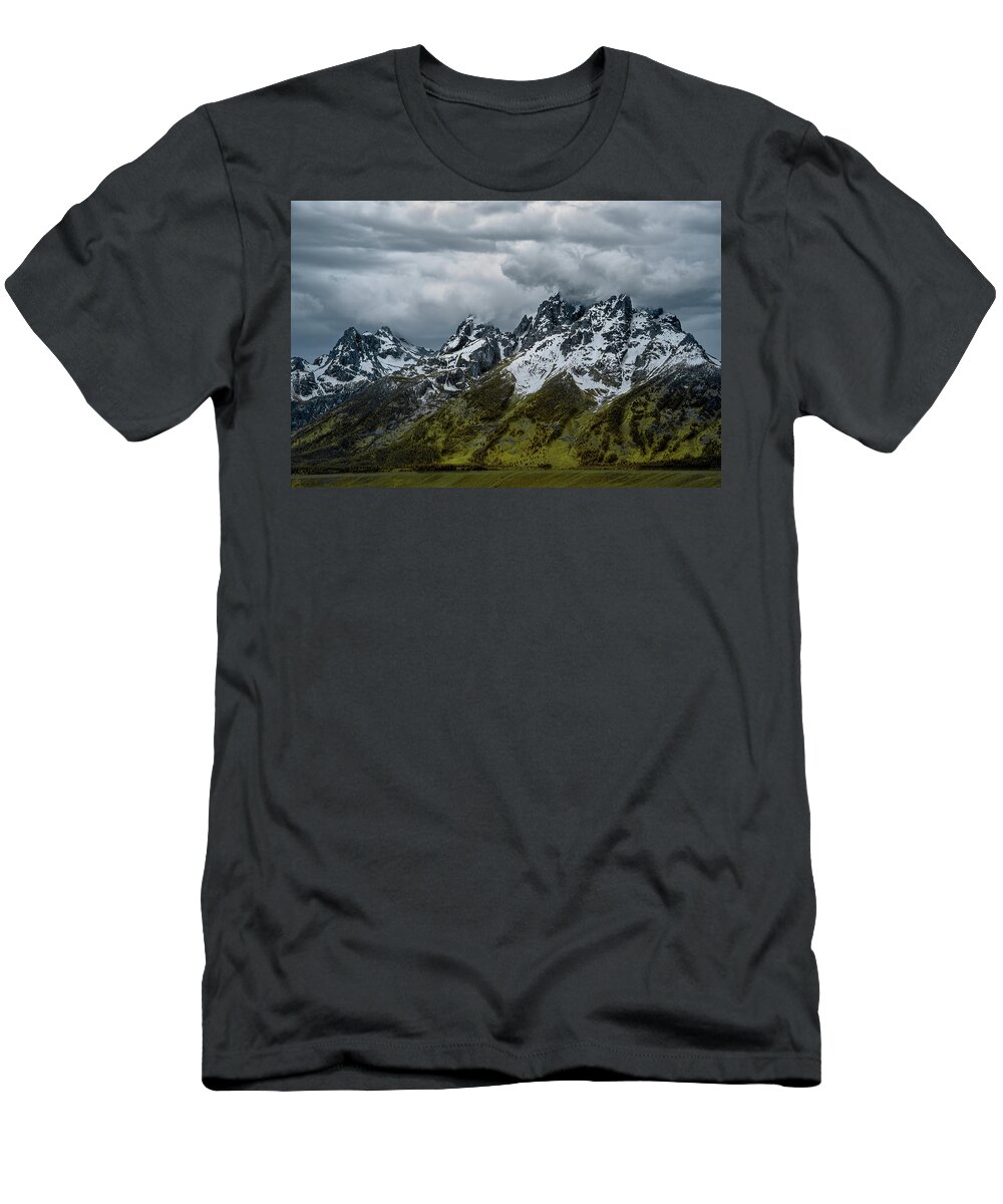 Tetons T-Shirt featuring the photograph Tetons over the Valley by Jon Glaser