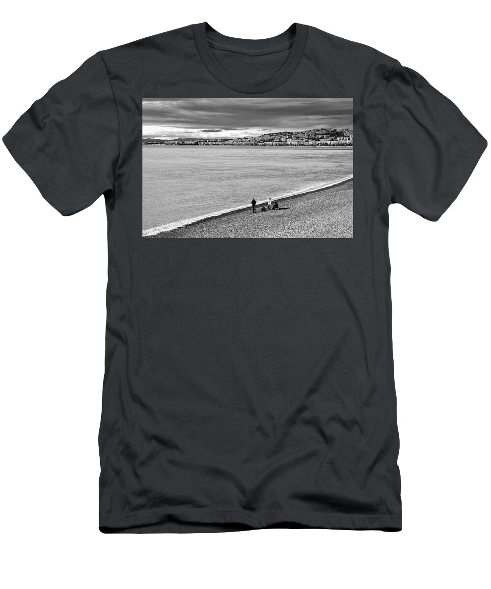 Nicola Nobile T-Shirt featuring the photograph The Dividing Line in Black and White by Nicola Nobile