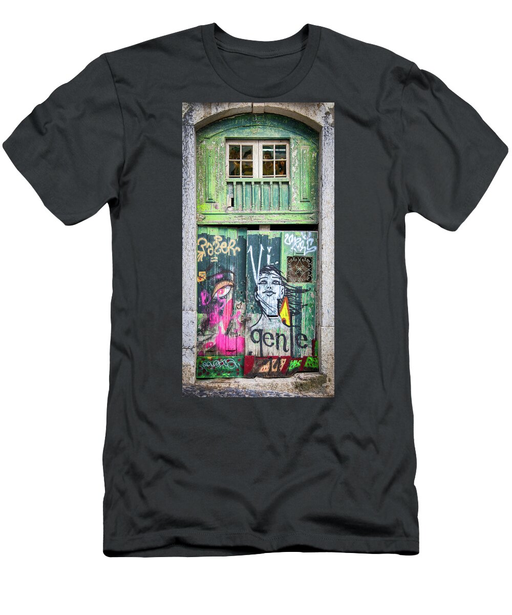 Door T-Shirt featuring the photograph Kids imprisoned by the nuns by Micah Offman