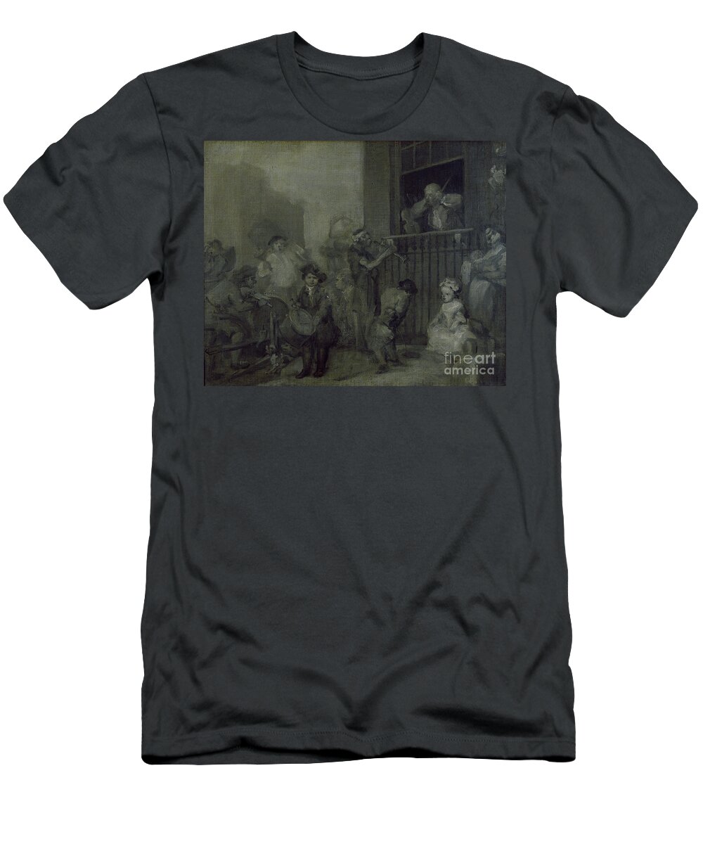 Hogarth T-Shirt featuring the painting The Enraged Musician, 17th Century by William Hogarth
