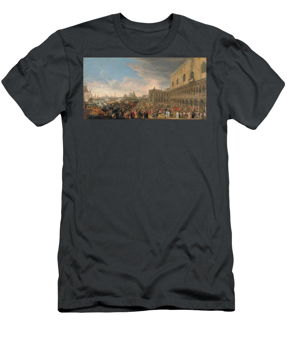 Canvas T-Shirt featuring the painting The Entry of the French Ambassador into Venice in 1706. The Entry of the French Ambassador in Ven... by Luca Carlevarijs