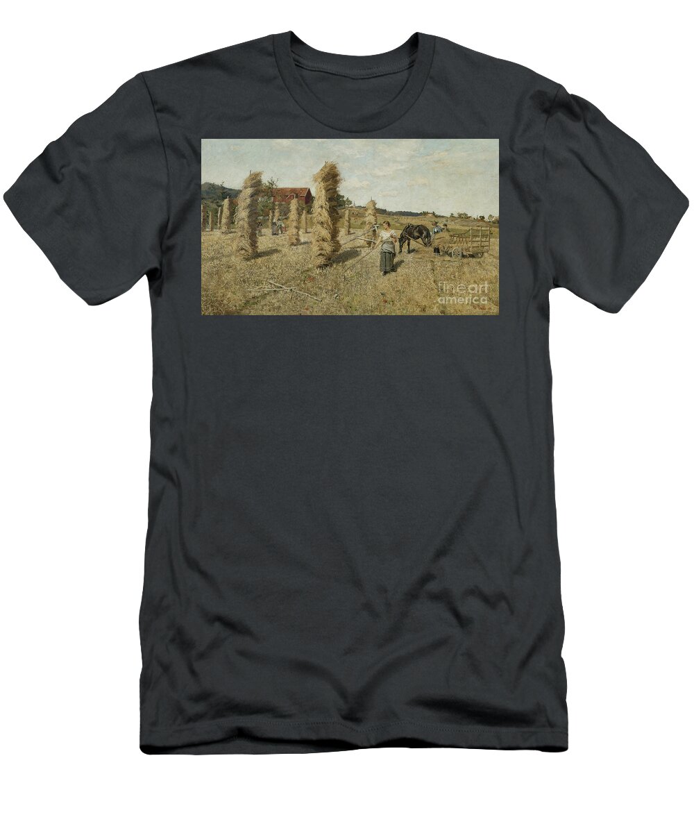 Wagon T-Shirt featuring the painting The Field At Froen by Fritz Thaulow