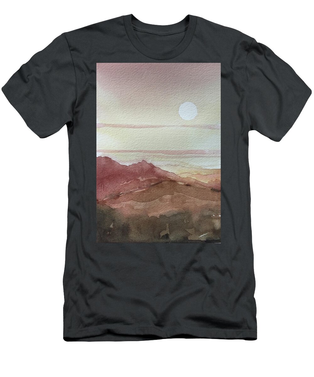 Desert T-Shirt featuring the painting The Heat - Santa Monica Mountains by Luisa Millicent