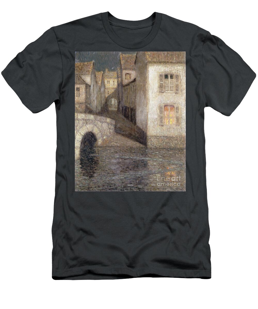 The House By The River T-Shirt featuring the painting The House By The River, Chartres Les Masons Sur La Riviere, Chartres, 1929 by Henri Le Sidaner