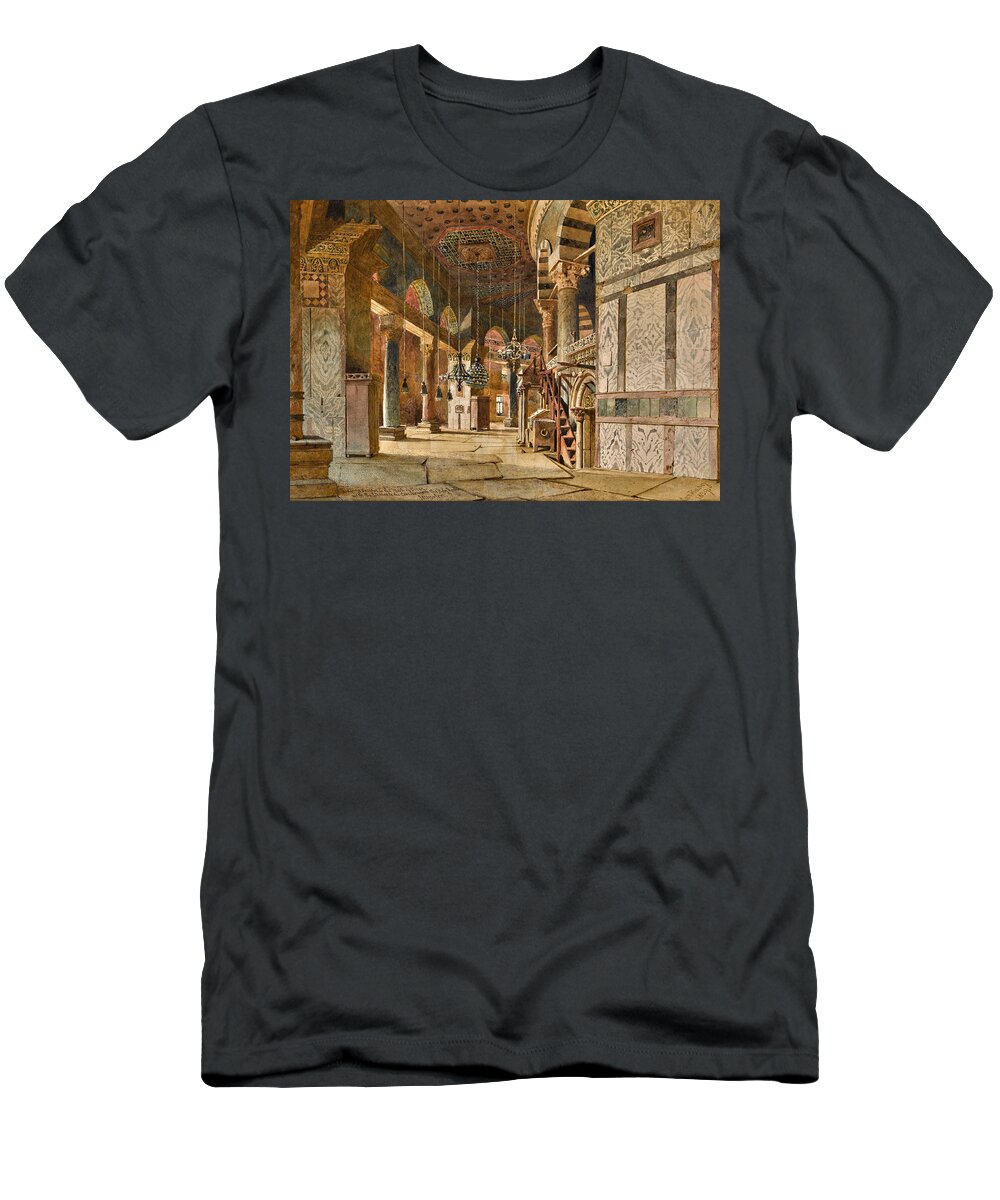 Carl Haag T-Shirt featuring the drawing The Inner Corridor of the Dome of the Rock, Jerusalem by Carl Haag