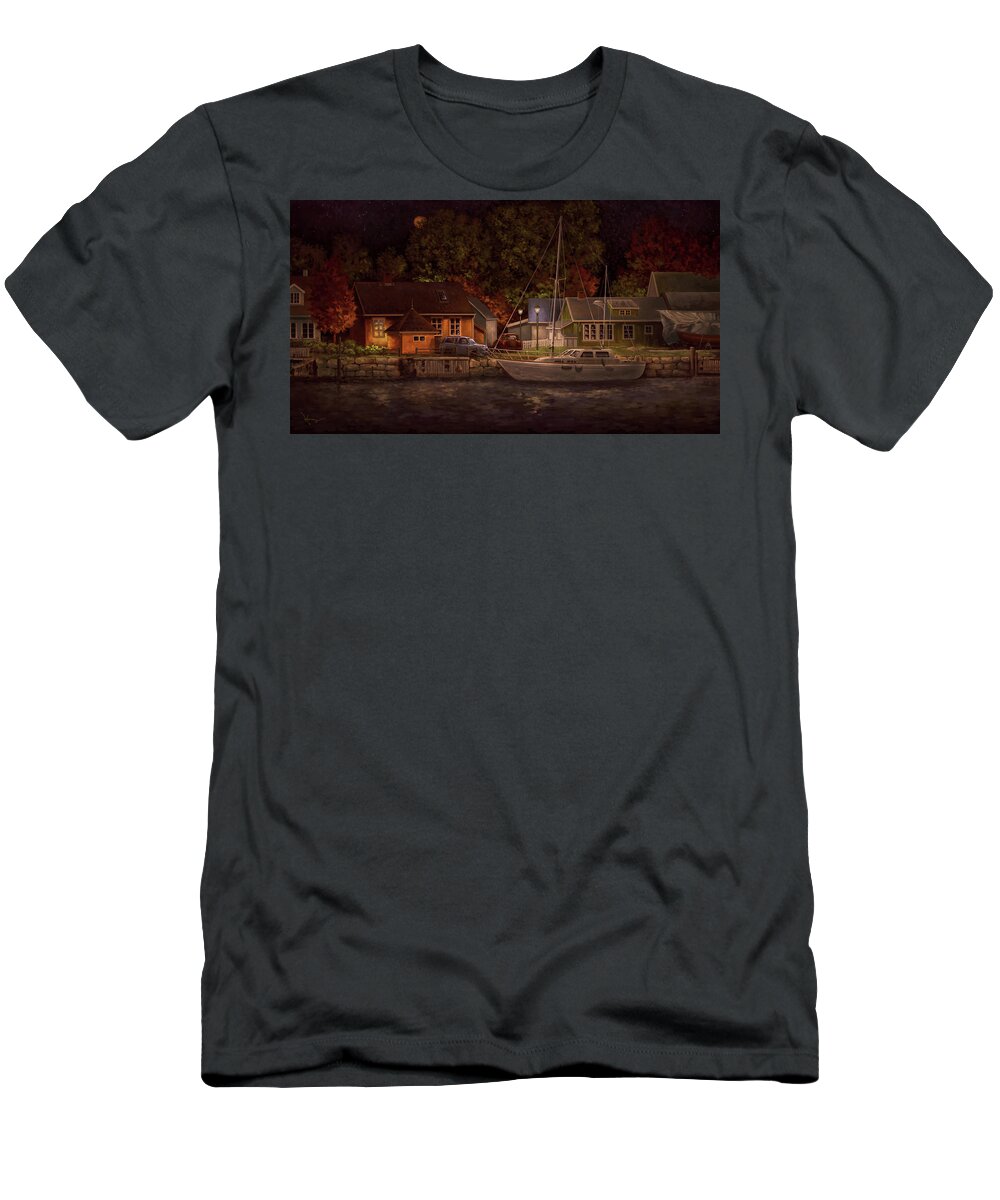 Boat T-Shirt featuring the painting The Meeting Place by Hans Neuhart