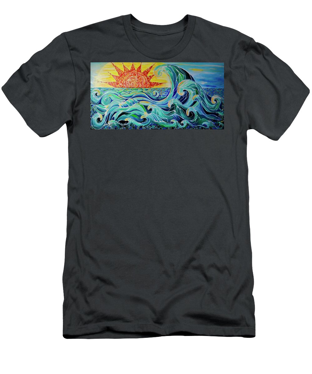 Waves T-Shirt featuring the painting The Mother Wave by Patricia Arroyo