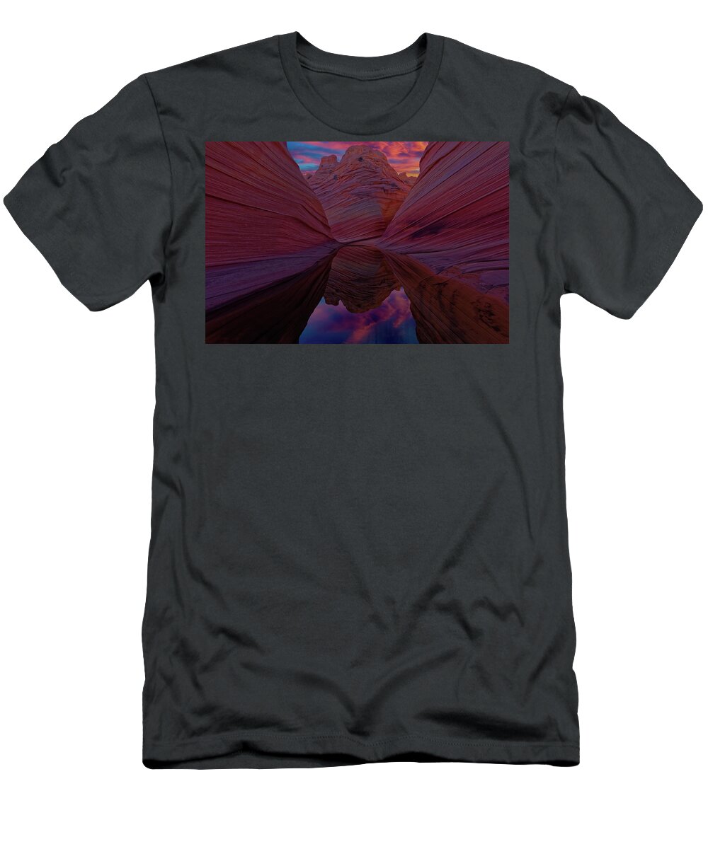 The Wave T-Shirt featuring the photograph The Wave Sunset by Jonathan Davison
