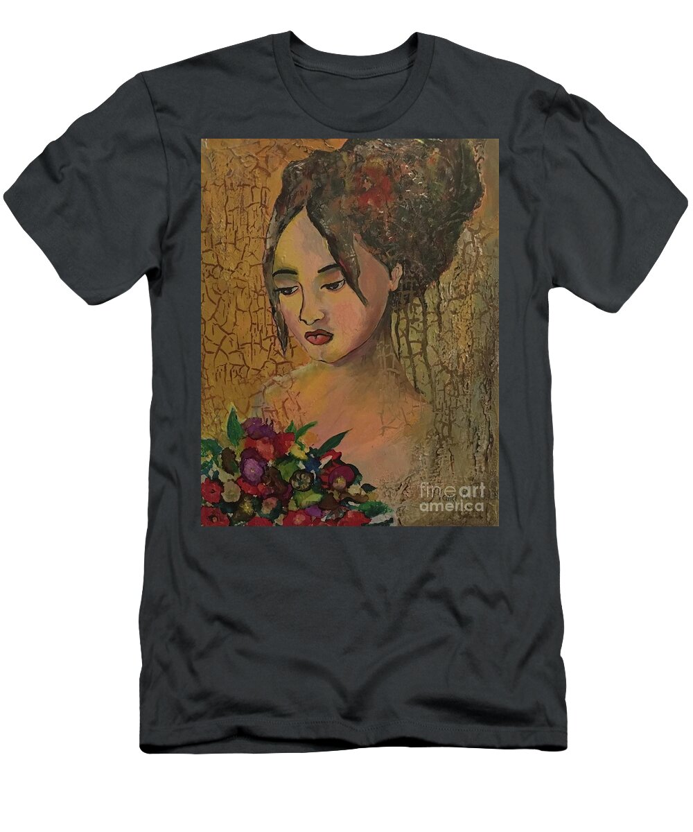 Painting T-Shirt featuring the painting Think of you by Maria Karlosak