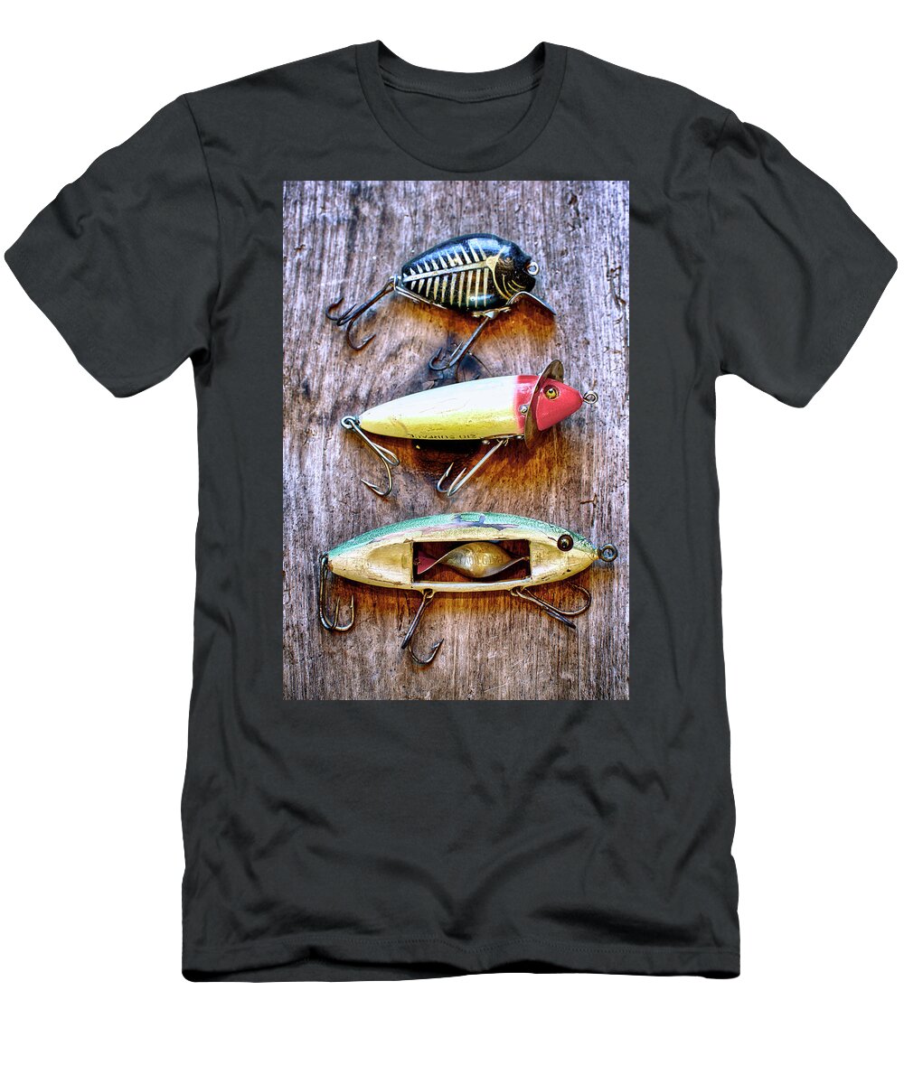Three Vintage Fishing Lures T-Shirt by Craig Voth - Pixels