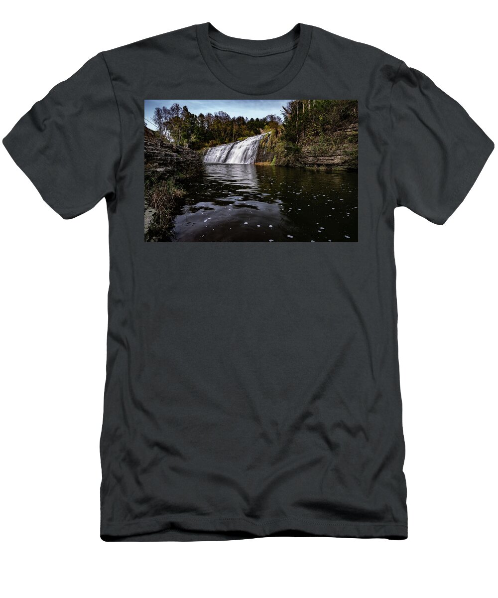 Waterfall T-Shirt featuring the photograph Thunder Bay Falls in fall afternoon by Sven Brogren