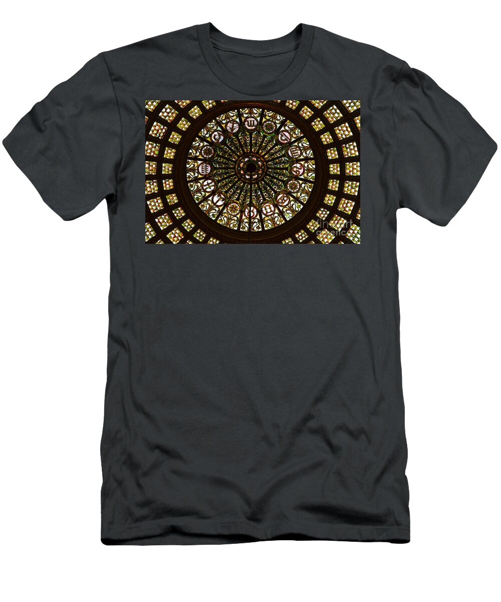 Tiffany Glass Dome T-Shirt featuring the photograph Tiffany Skylight Chicago by Debra Banks