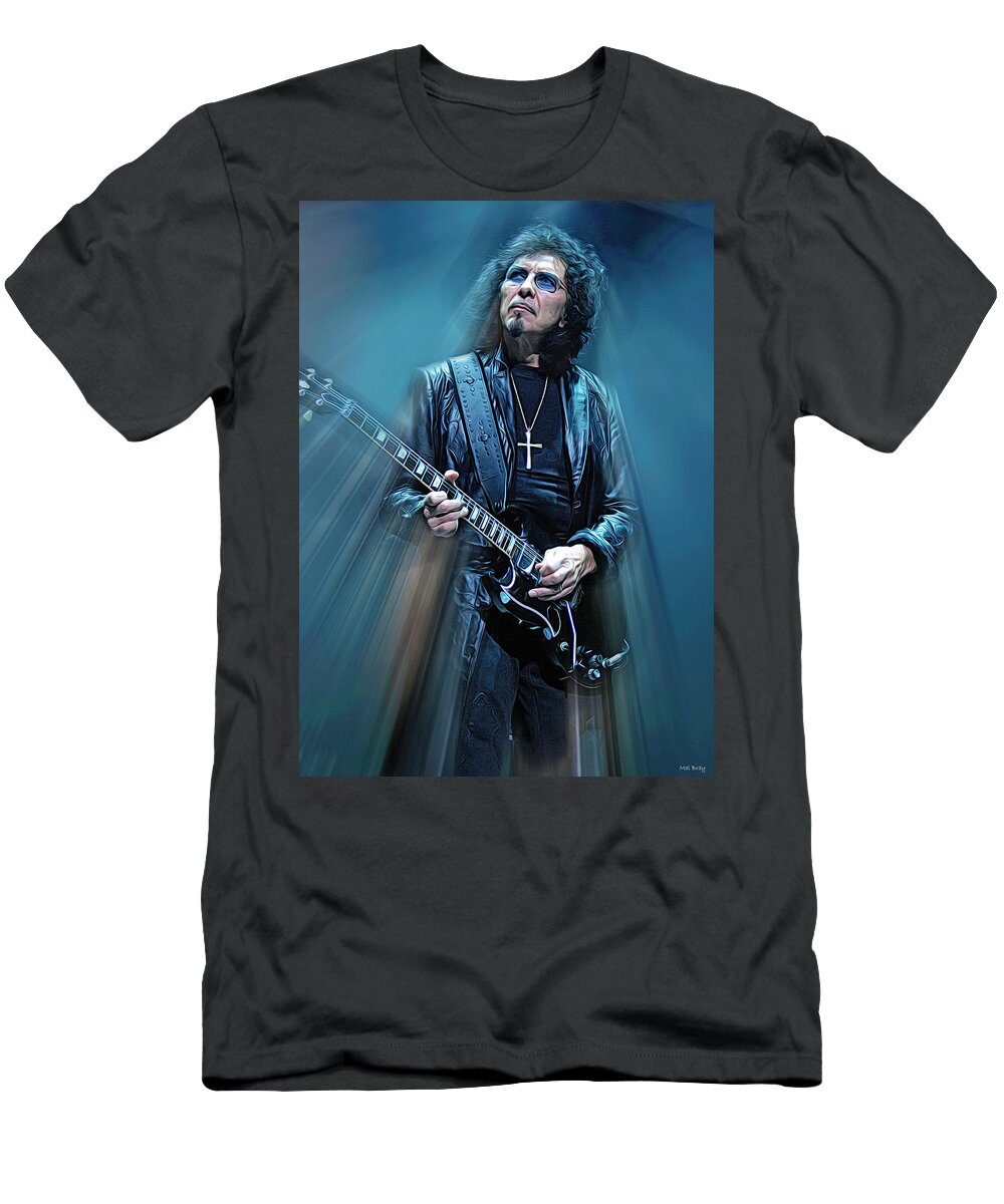 Tony Lommi T-Shirt featuring the mixed media Tony Iommi, Black Sabbath by Mal Bray