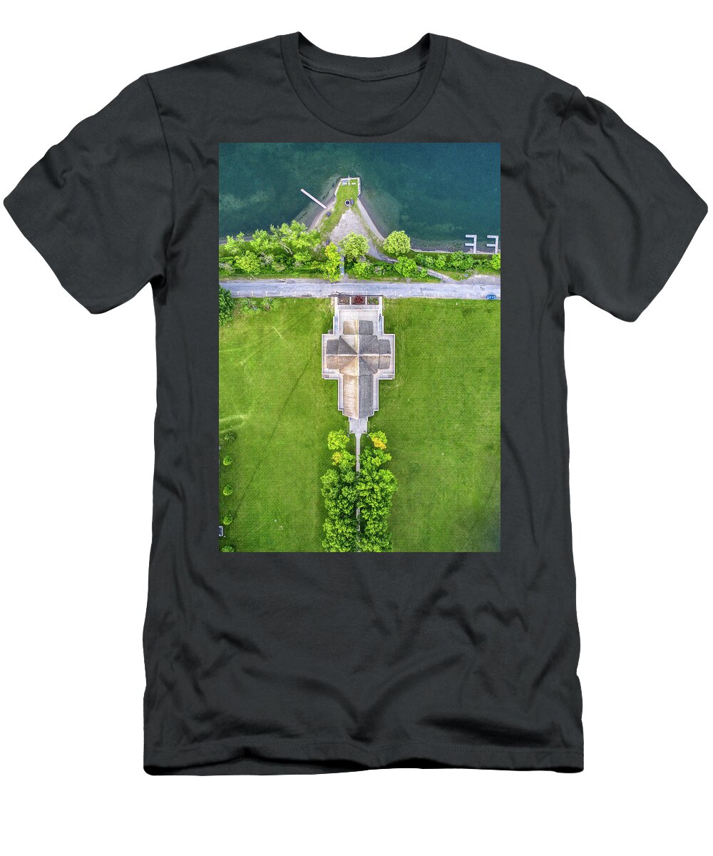 Finger Lakes T-Shirt featuring the photograph Top Down View Of Norton Chapel by Anthony Giammarino