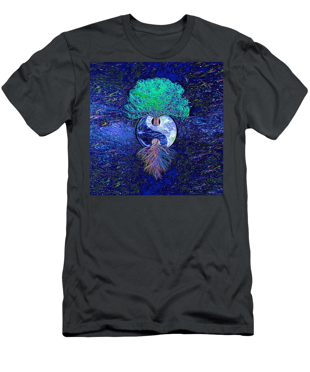 Tree Of Life T-Shirt featuring the digital art Tree of Life Yin Yang by Amelia Carrie