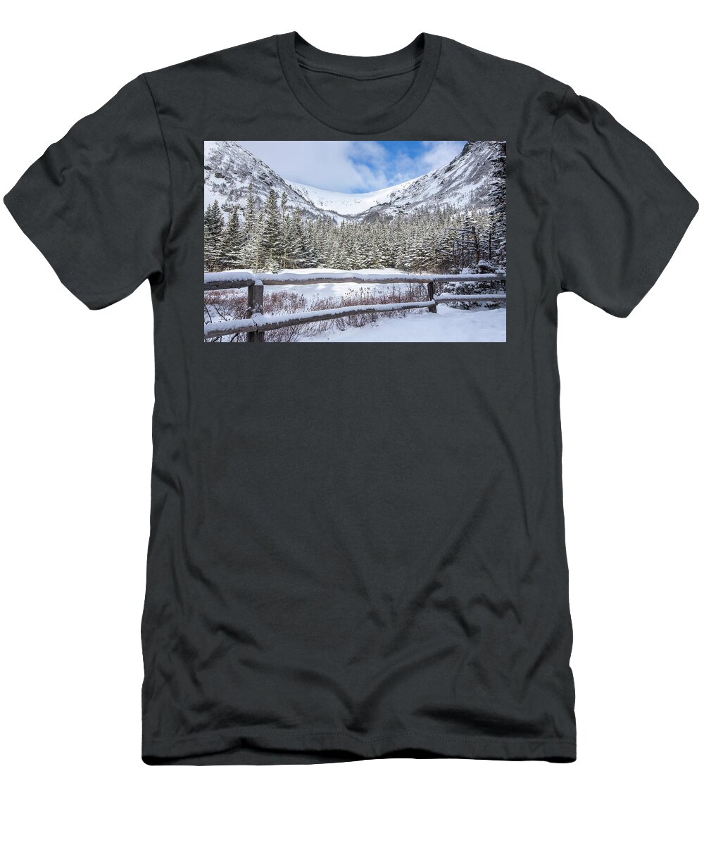 Tuckerman T-Shirt featuring the photograph Tuckerman Ravine Winter Fence by White Mountain Images