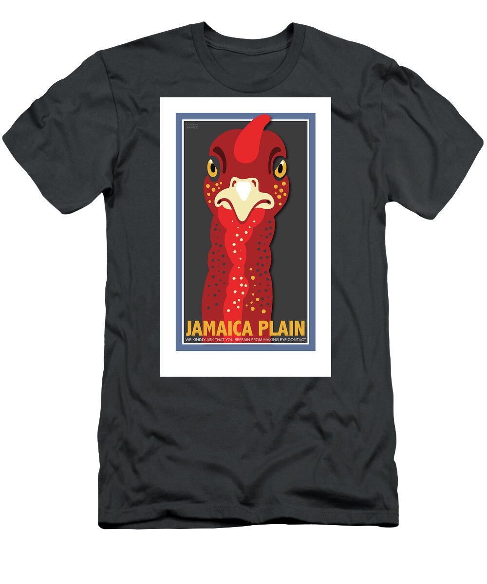 Brookline Turkeys T-Shirt featuring the digital art Turkey Stare JP by Caroline Barnes