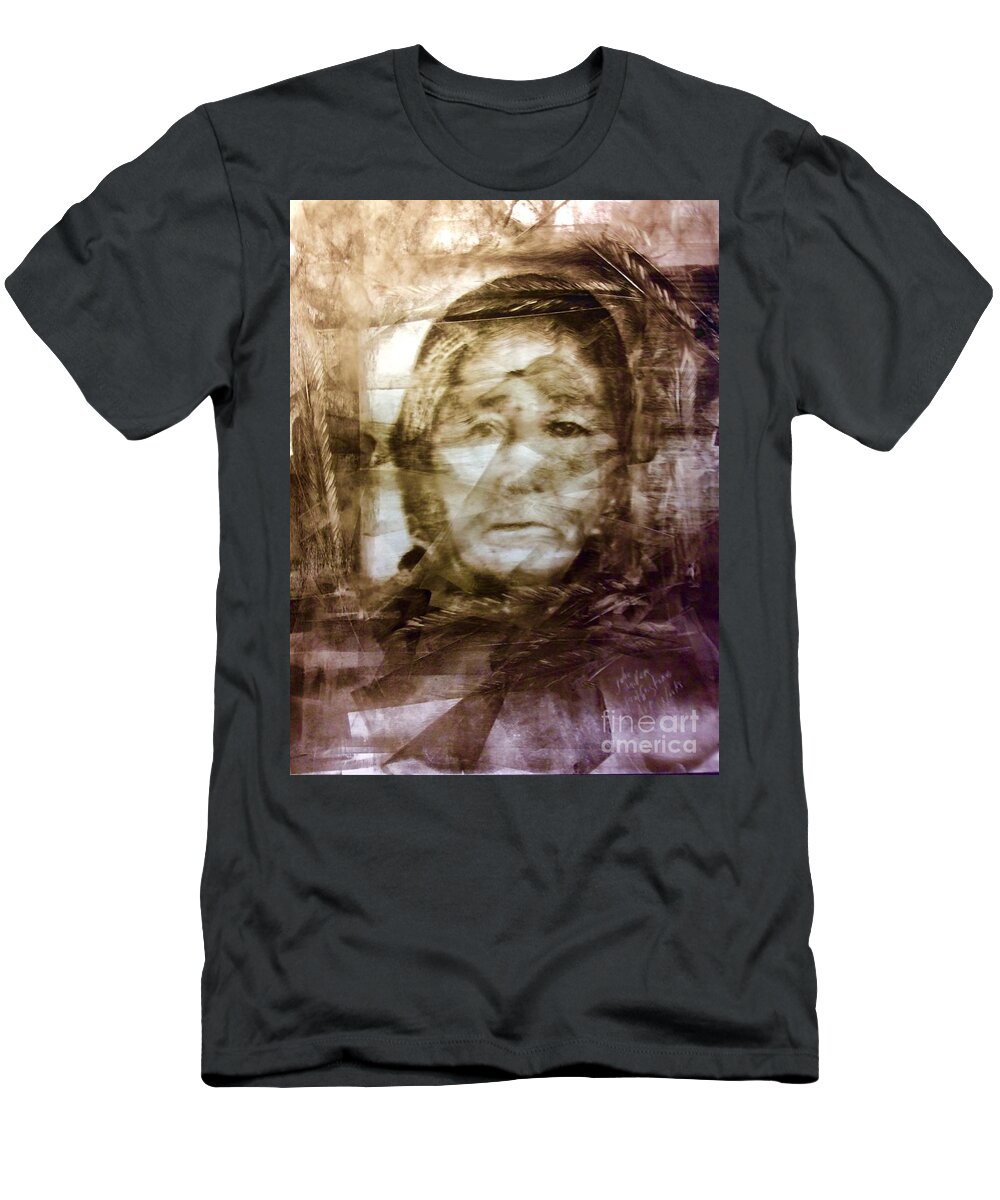 Native Woman Native American First Nation Aboriginal Indigenous T-Shirt featuring the painting TYo You We Shall Return by FeatherStone Studio Julie A Miller