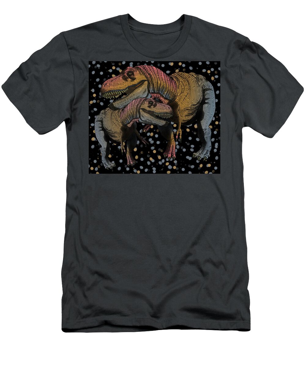 Dinosaurs T-Shirt featuring the drawing Tyrannosaurus Pair by Joan Stratton