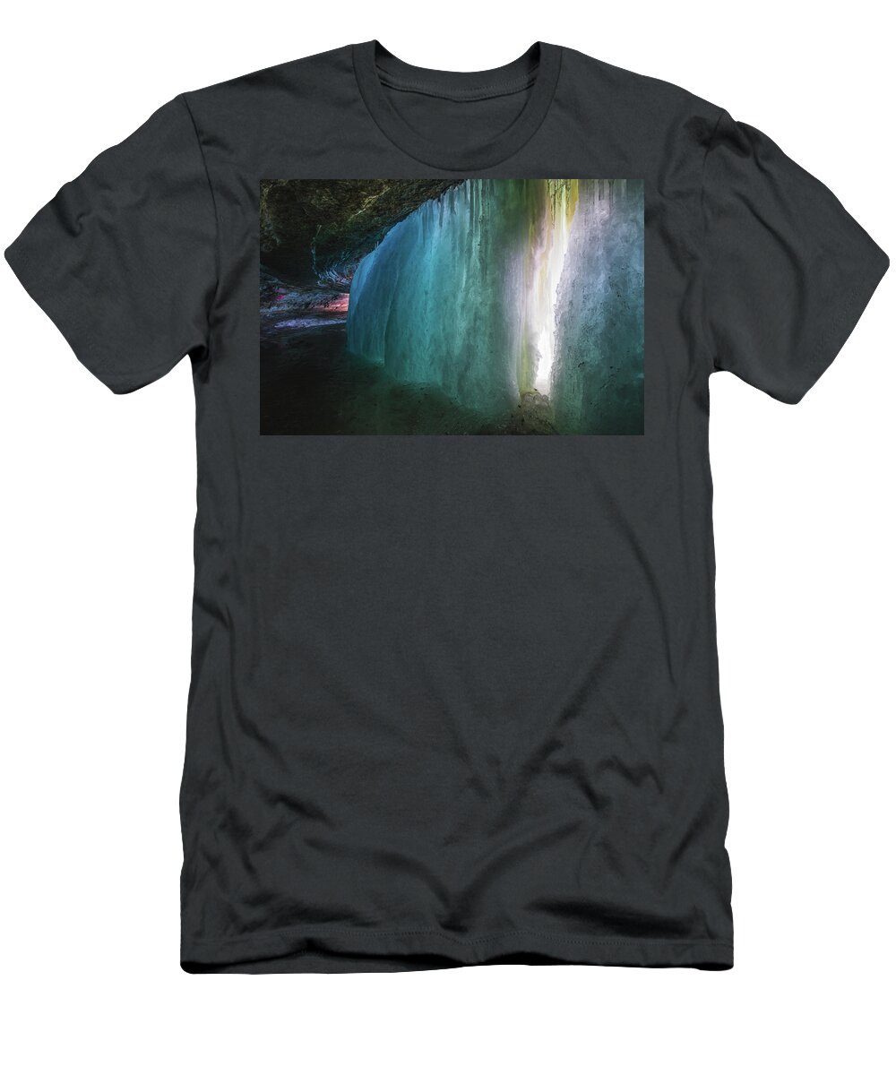 Minneapolis T-Shirt featuring the photograph Ice caves under the Minnehaha Falls by Jay Smith