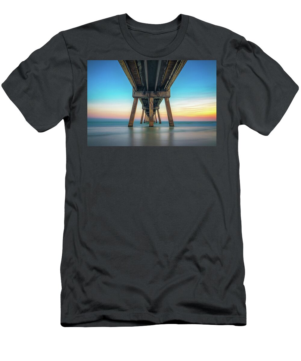 Pier T-Shirt featuring the photograph Under the Pier by Mike Whalen