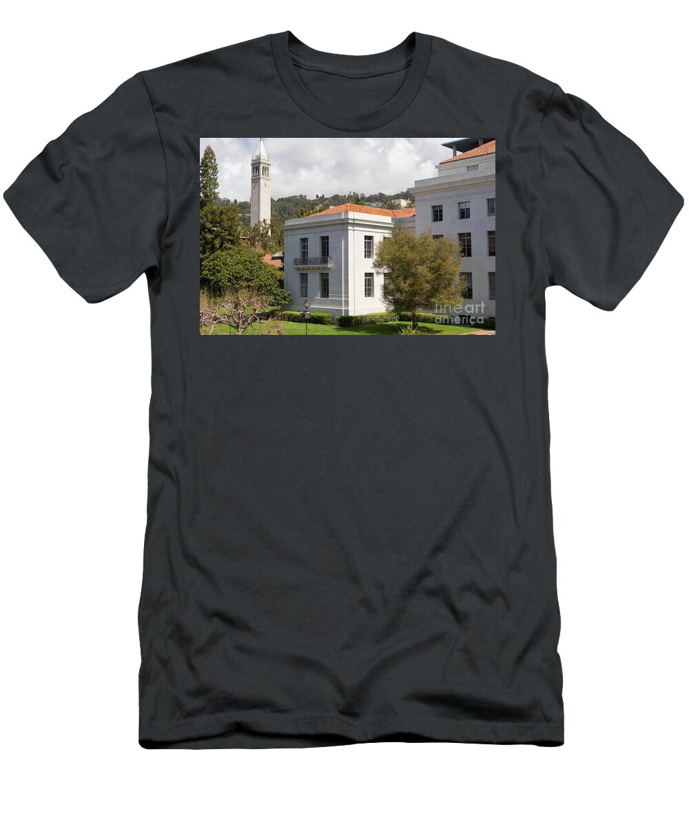 Wingsdomain T-Shirt featuring the photograph University of California at Berkeley Sproul Plaza and Sather Tower Campanile DSC6923 by Wingsdomain Art and Photography
