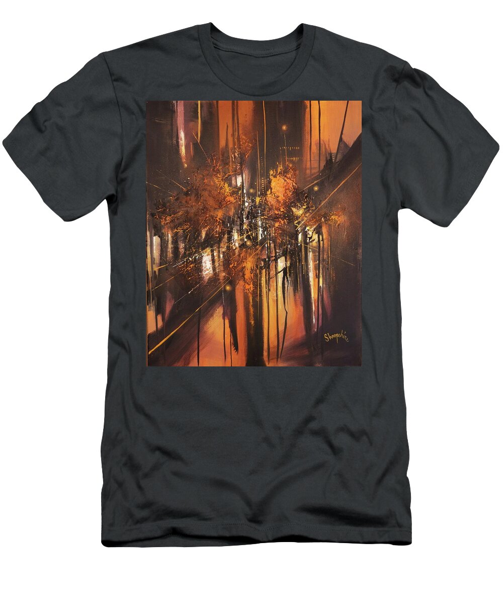 Abstract T-Shirt featuring the painting Urban Nocturne by Tom Shropshire