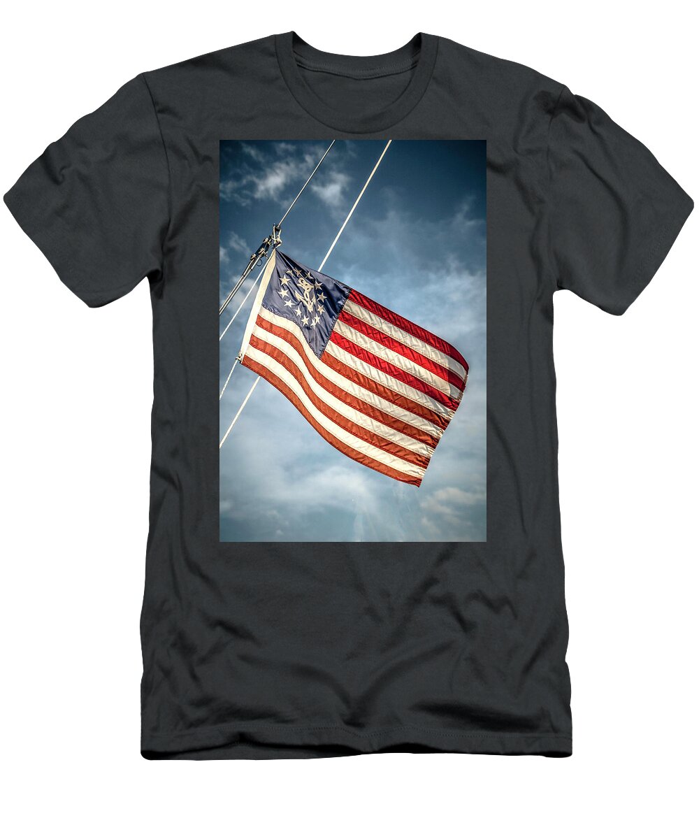 Usa T-Shirt featuring the photograph USA Ensign Flag by Tito Slack