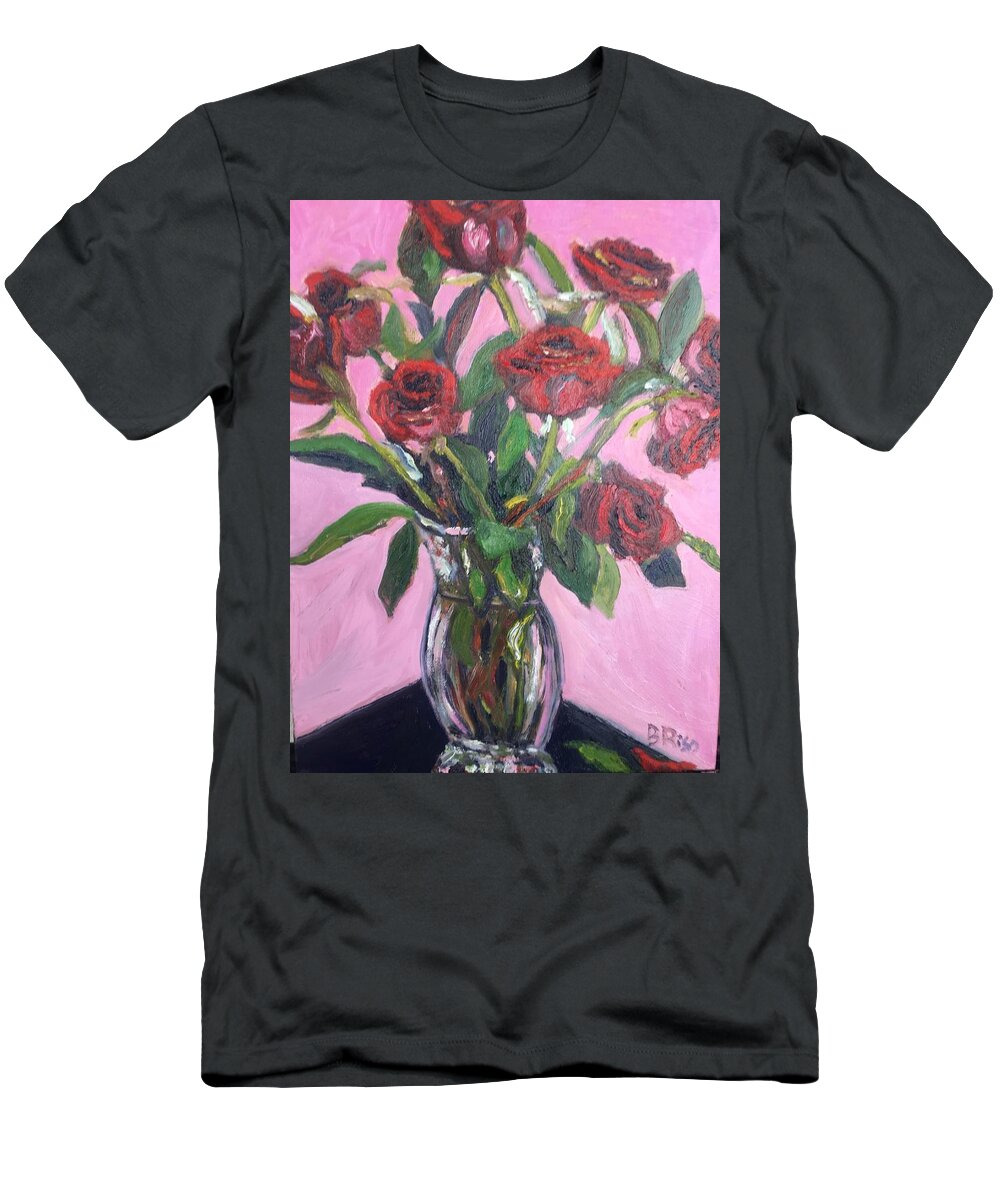 Roses. Still Life T-Shirt featuring the painting Valentine Roses by Beth Riso