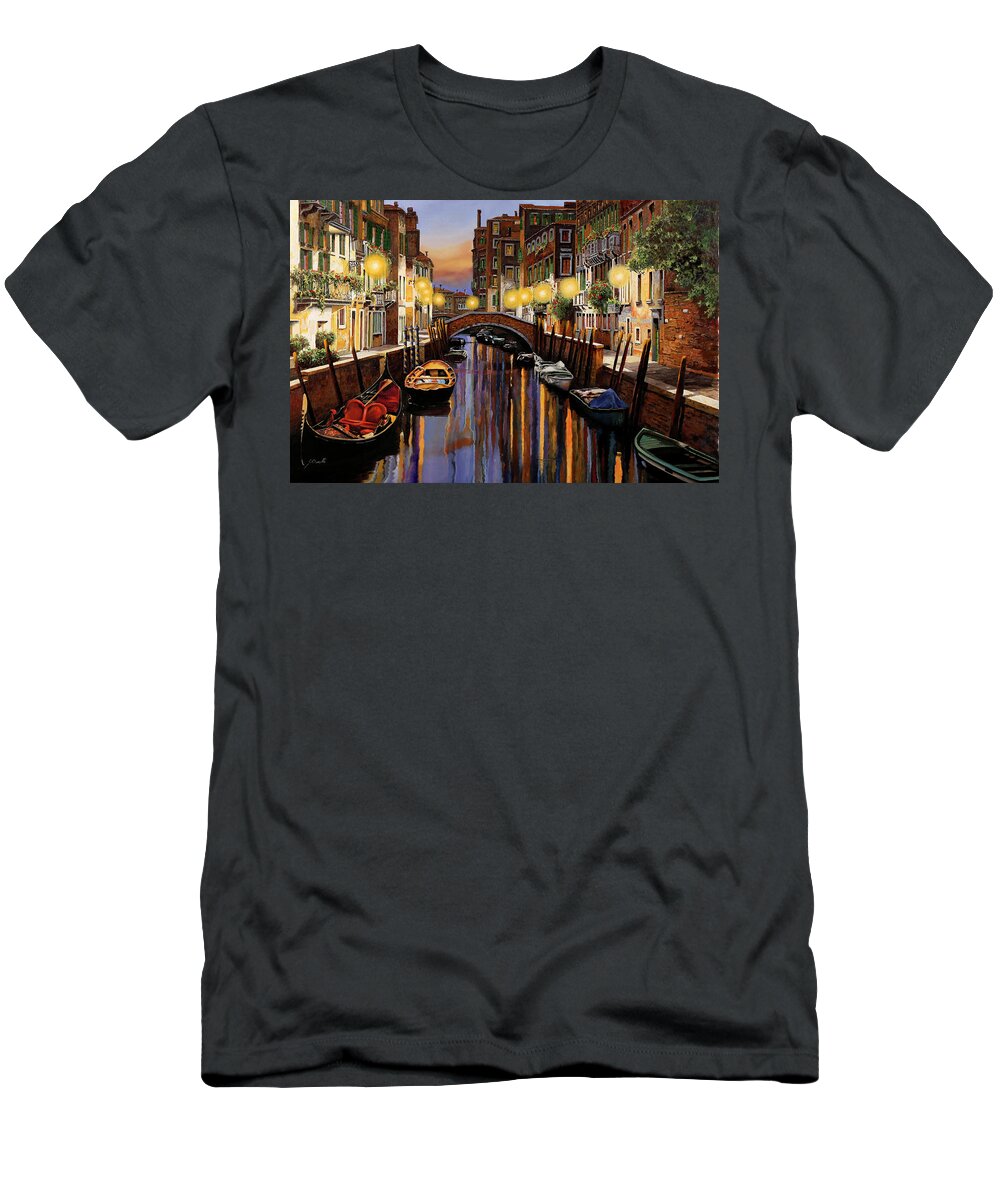 Venice T-Shirt featuring the painting Venice at Dusk by Guido Borelli