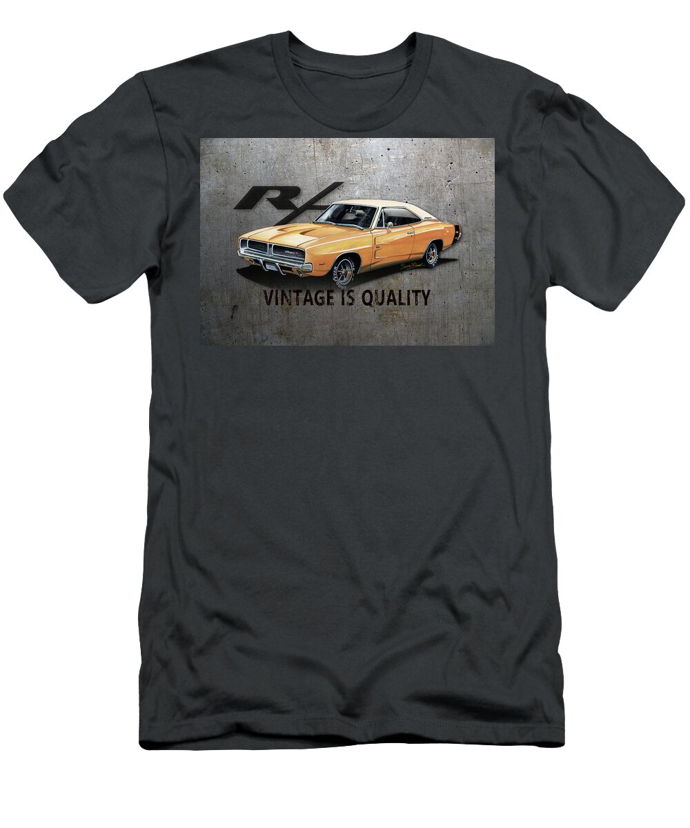 Art T-Shirt featuring the mixed media Vintage Charger by Simon Read