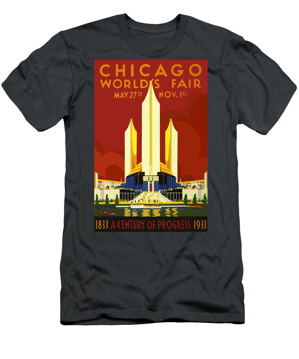 Chicago T-Shirt featuring the digital art Vintage Travel Poster by Esoterica Art Agency
