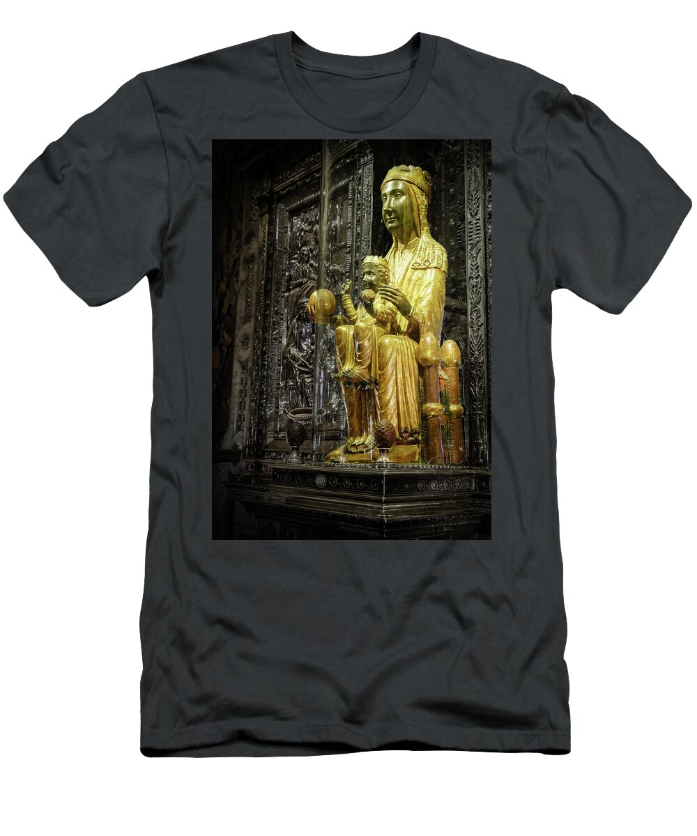 Black Madonna T-Shirt featuring the photograph Virgin of Montserrat by Alexey Stiop
