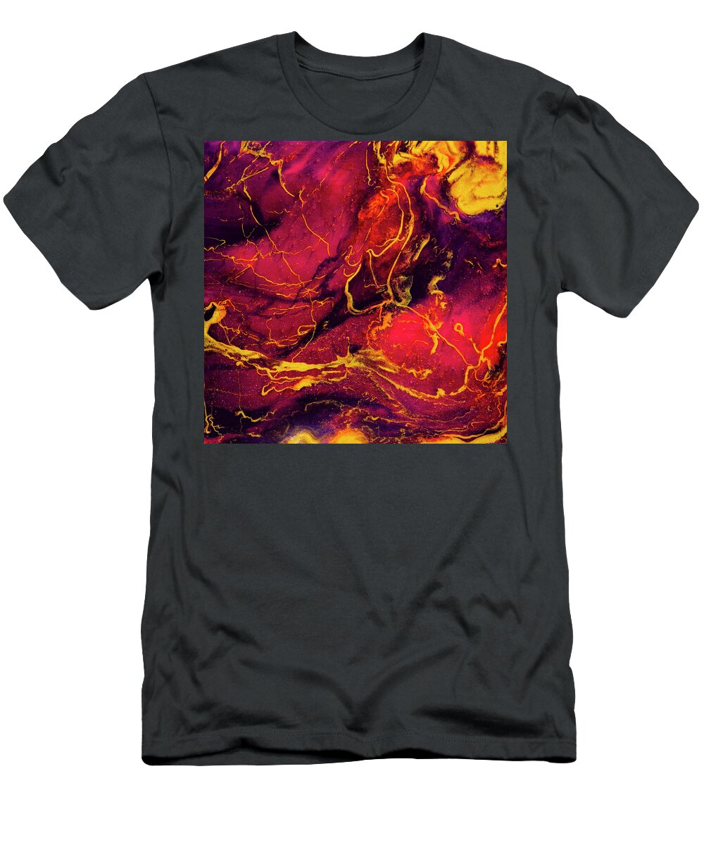 Fluid T-Shirt featuring the painting Vulcan's Playground by Jennifer Walsh
