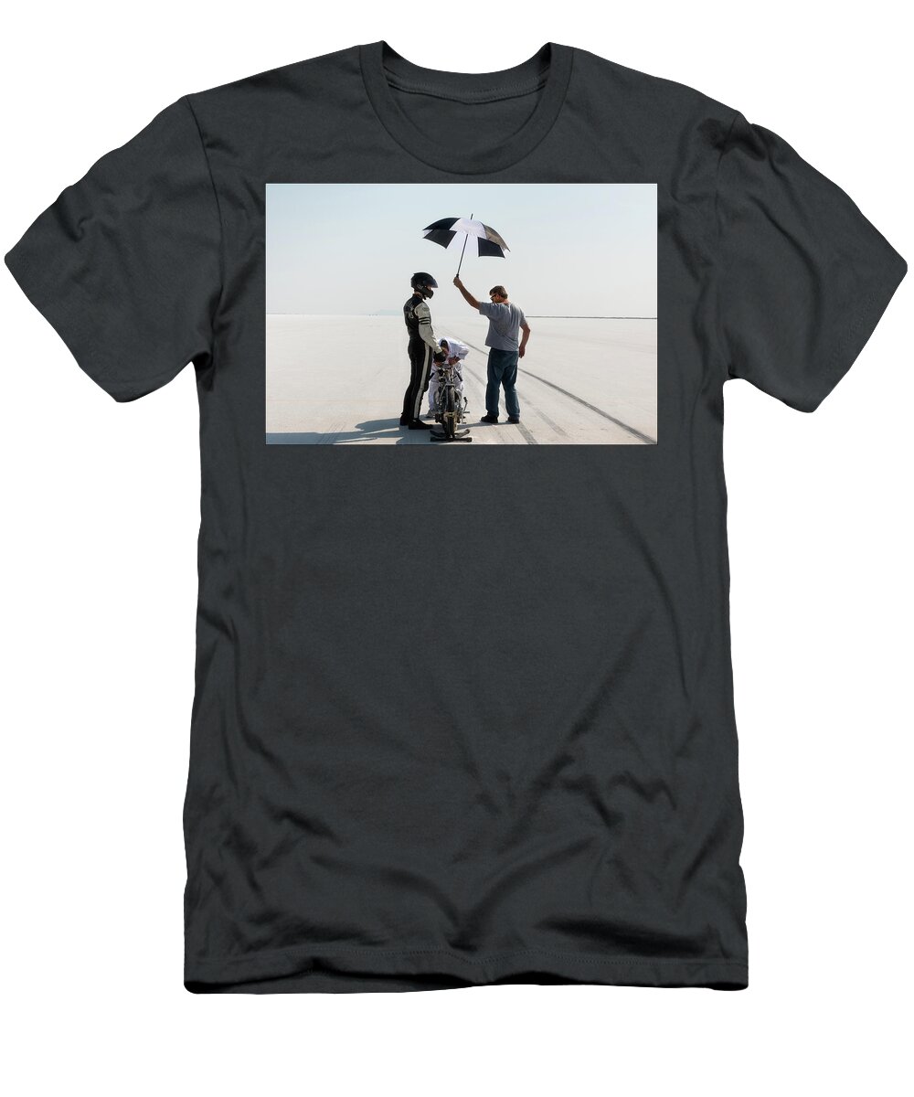 Bonneville T-Shirt featuring the photograph Waiting to go by Andy Romanoff