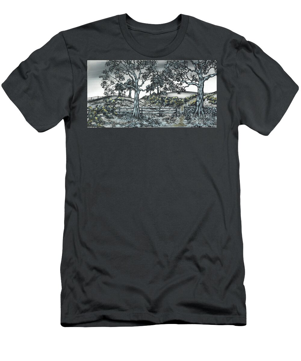 Trees T-Shirt featuring the painting Walk This Way. by Kenneth Clarke