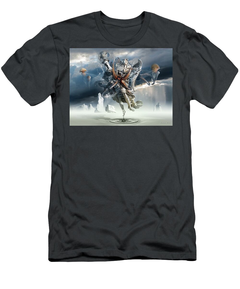 Imagination T-Shirt featuring the digital art Walking on Water or Correlation of Dreams and Reality by George Grie