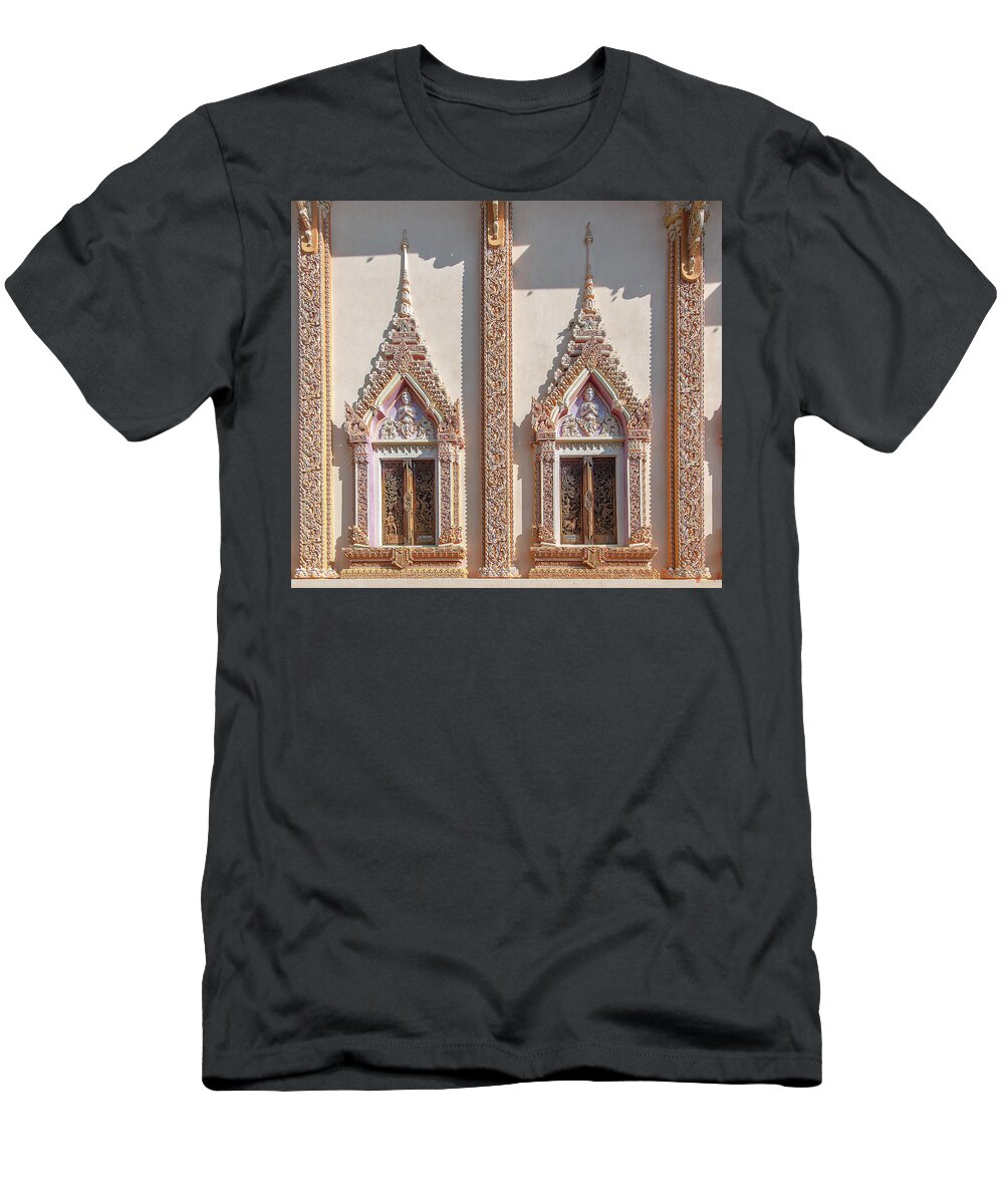 Scenic T-Shirt featuring the photograph Wat Non Phueng Phra Ubosot Windows DTHSSK0008 by Gerry Gantt