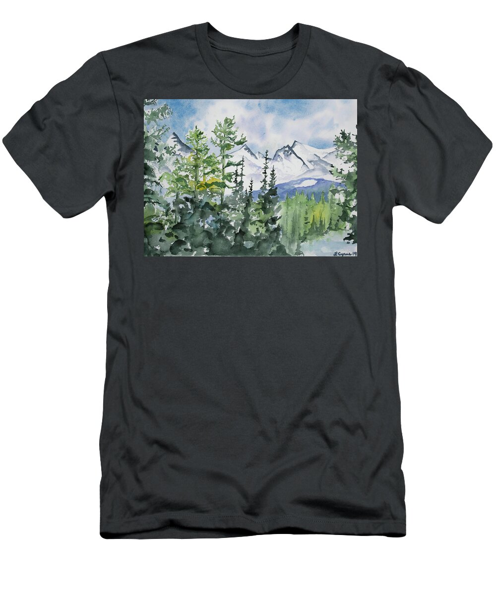Brainard Lakes T-Shirt featuring the painting Watercolor - Brainard Lakes Winter Landscape by Cascade Colors